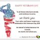 A veterans day appreciation message with an american flag-themed saluting soldier silhouette.