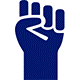 Raised fist emoji in blue color.