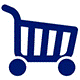 Blue shopping cart icon.