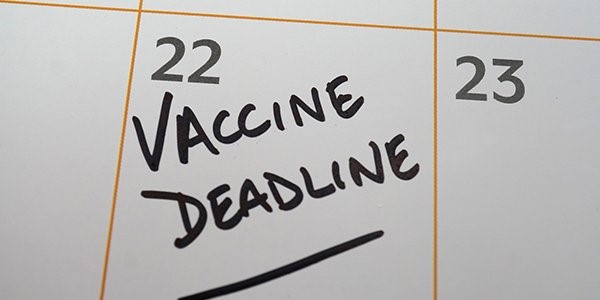 A calendar with "vaccine deadline" handwritten on the 22nd.