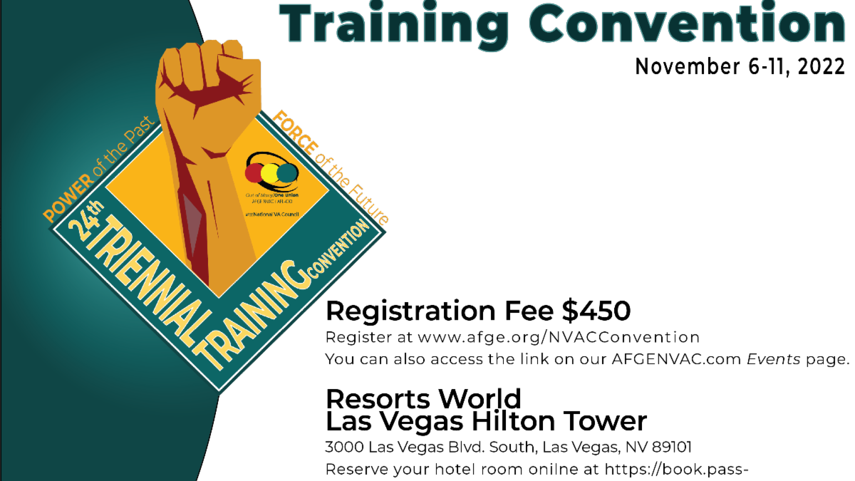 A poster for the 24th triennial training convention with focus on workers' rights, requiring masks for attendance.